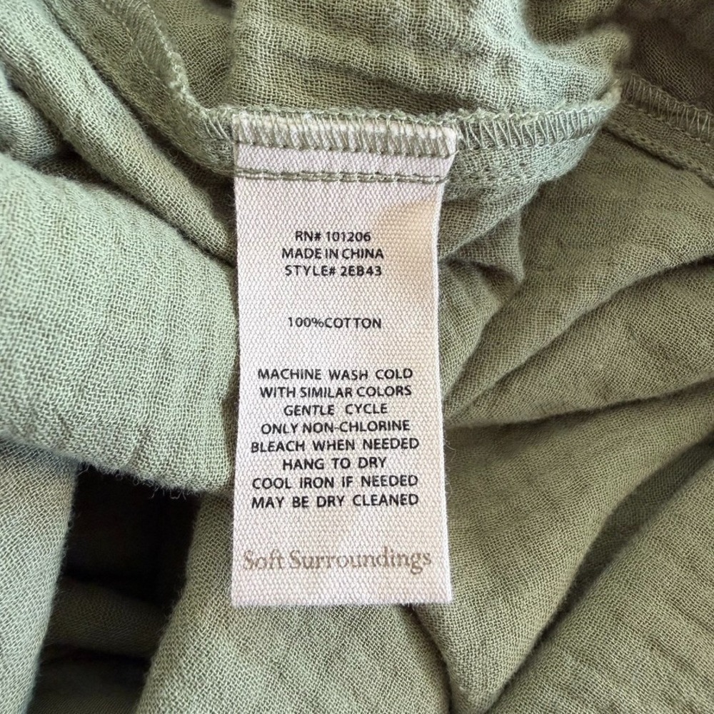 Soft Surroundings Textured Cotton Gauze Maxi Dress XS Modest Boho Earthy - Picture 12 of 12
